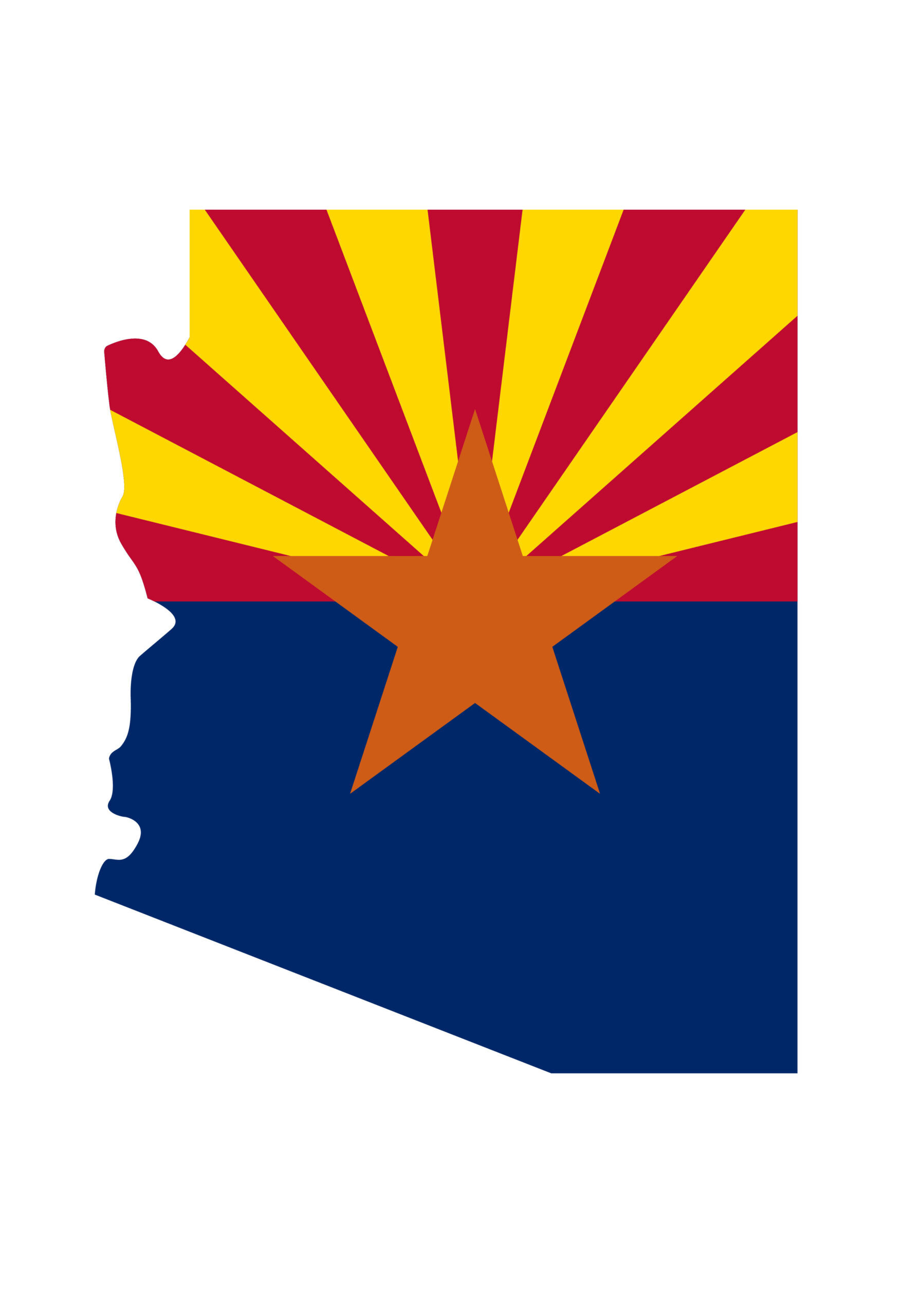 arizona az state flag in map shape